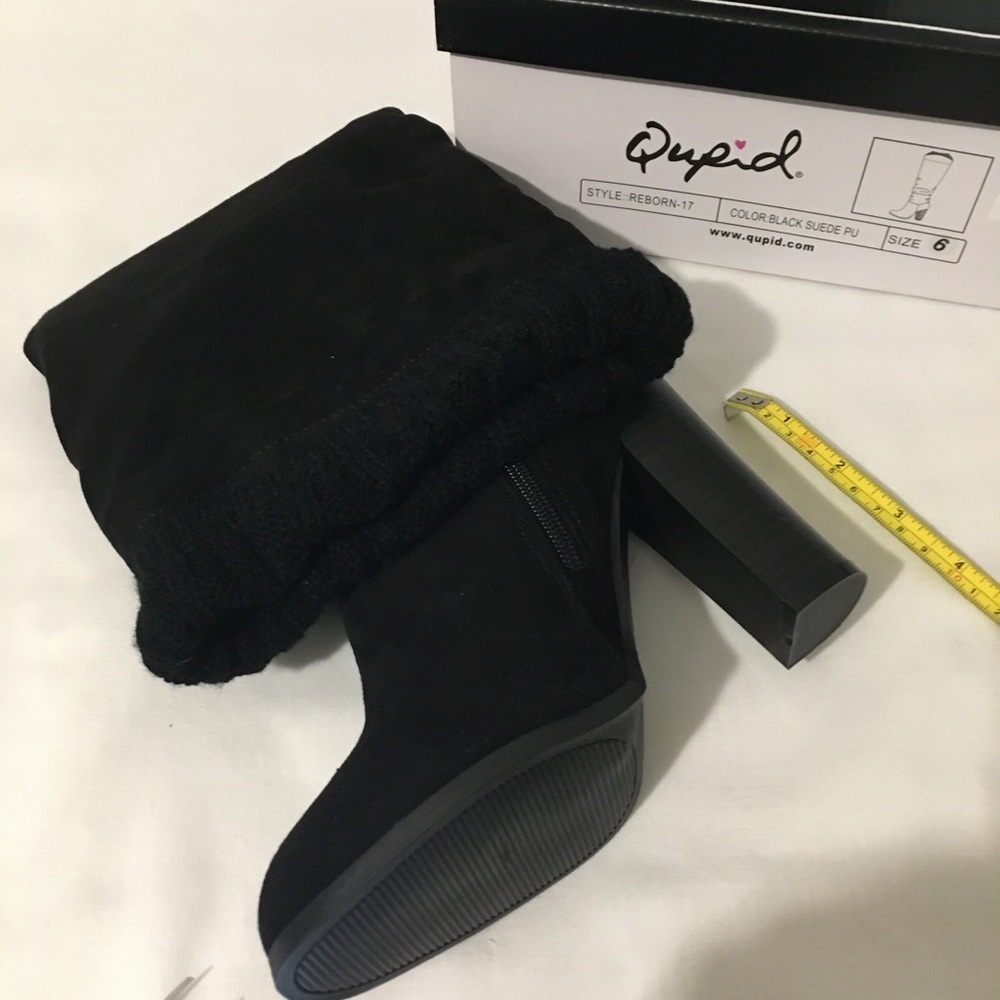 πHost Pickπ Qupid Black Suede Knee High Boots w/Cuff New/Box - Picture 8 of 8